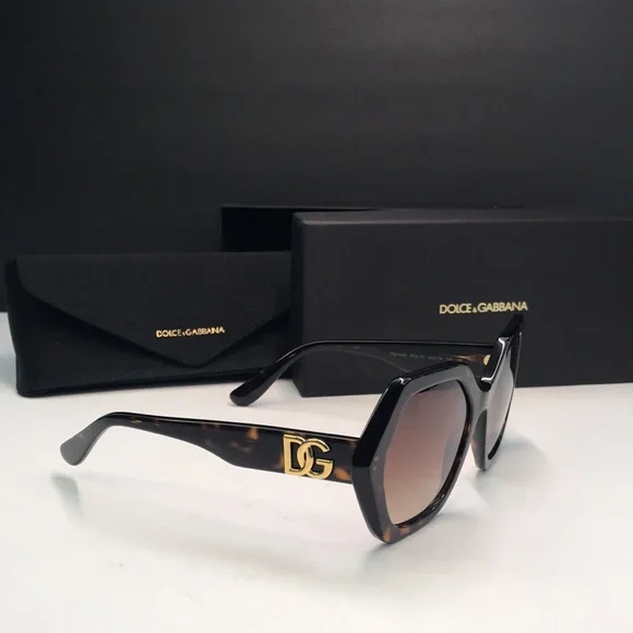 New Auth Dolce & Gabbana  DG 4406 Havana Geometric Sunglasses - Picture 4 of 13